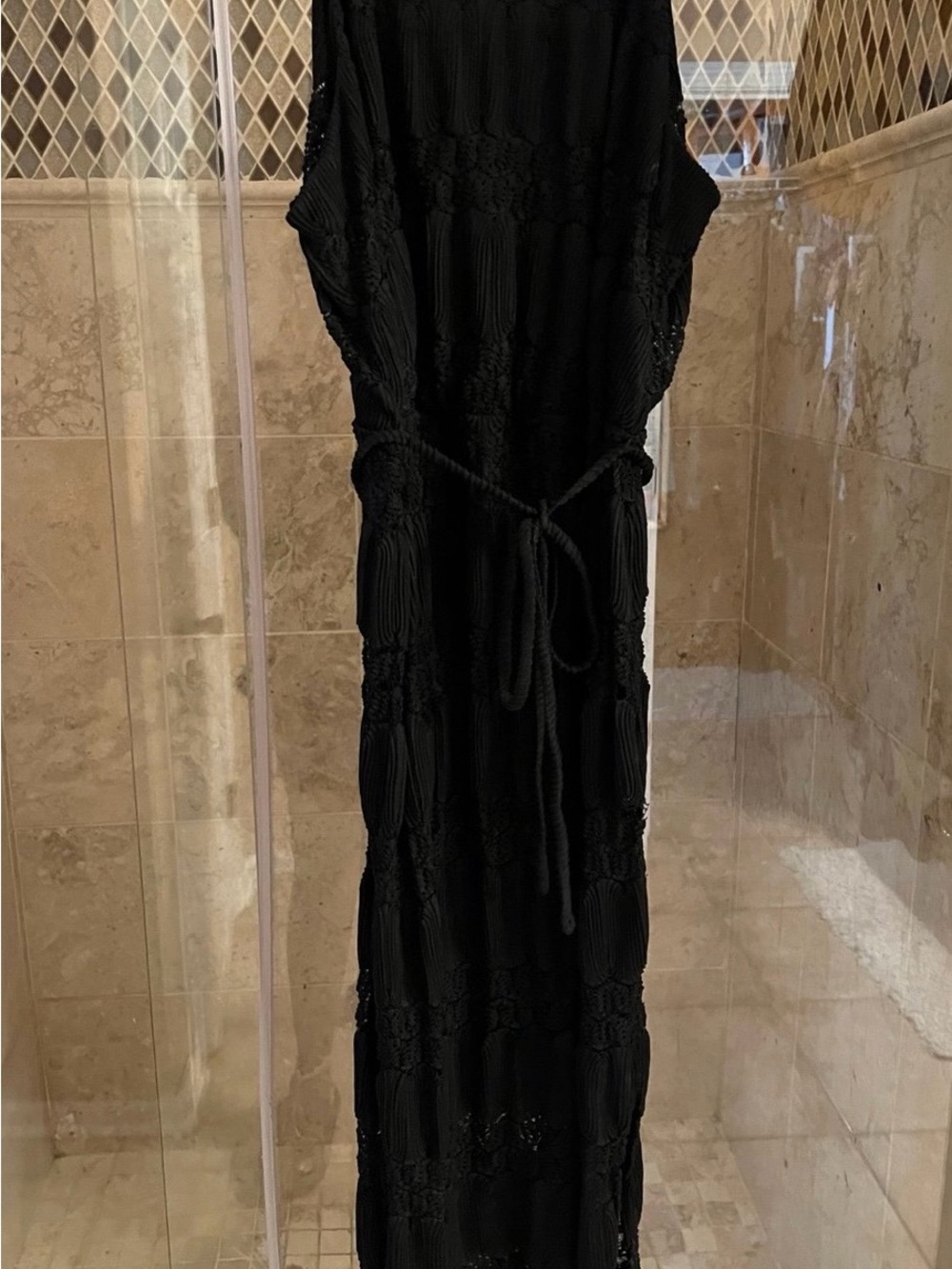 New York & Company Sexy Black Womens Maxi Dress with Rope Tie
